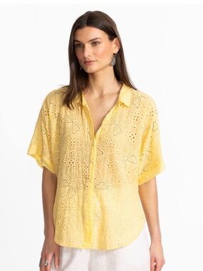 JOHNNY WAS THE AUDREY SHORT SLEEVE SHIRT ‑ MARIPOSA Sunshine Size Small